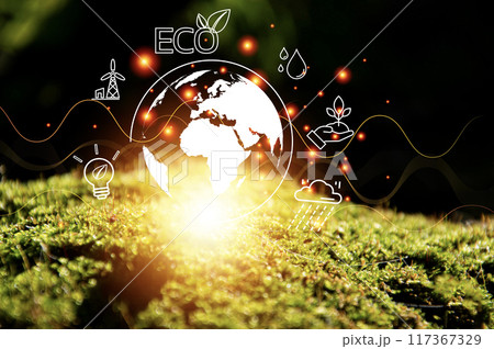 Sustainable development and business operations based on renewable energy CO2 Emission Reduction Concepts Green industries using renewable energy can limit global warming changes. 117367329