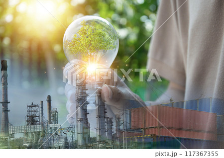 Concept of green industry and green environment sustainable world Protect the environment keep the world clean 117367355