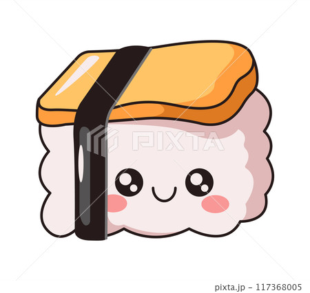 Cute sashimi with tofu flat color vector illustration 117368005