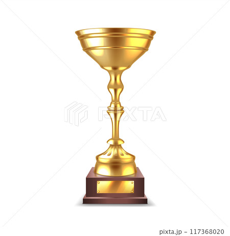 Golden winner cup with ribs realistic vector illustration 117368020