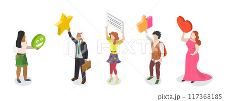 3D Isometric Flat  Illustration of Client Feedback, Consumerism, Survey, Marketing 117368185