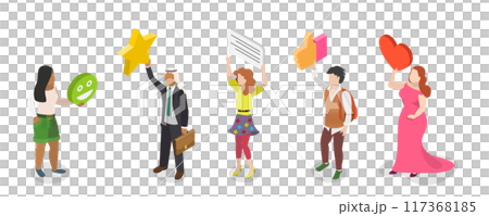 3D Isometric Flat  Illustration of Client Feedback, Consumerism, Survey, Marketing 117368185