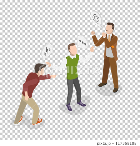 3D Isometric Flat  Illustration of Mediator Man, Conflict Management and Mediation 117368188