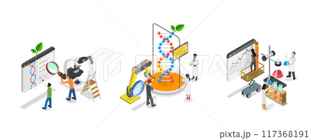 3D Isometric Flat  Illustration of Science Research, Scientific or Biotech Experiment Laboratory 117368191