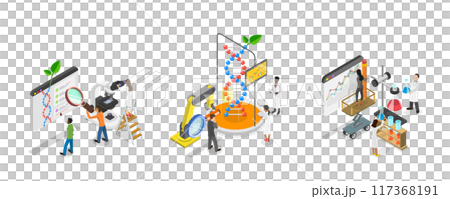 3D Isometric Flat  Illustration of Science Research, Scientific or Biotech Experiment Laboratory 117368191