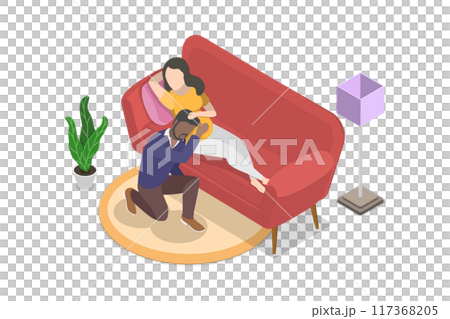 3D Isometric Flat  Illustration of Pregnancy and Maternity, Happy Couple Expecting a Baby 117368205