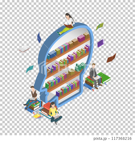 3D Isometric Flat  Illustration of Mind Training, Study and Learning 117368216