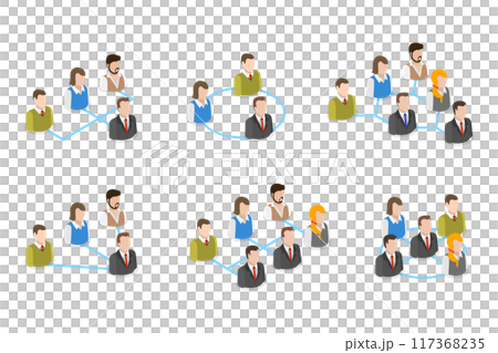 3D Isometric Flat  Illustration of Organization Chart , Structure of Company 117368235