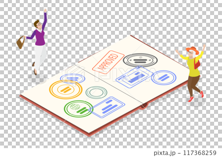 3D Isometric Flat  Illustration of Passport Control, Immigration Office Stamps 117368259