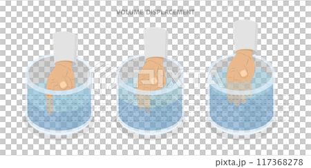 3D Isometric Flat  Illustration of Volume Displacement, Homework Educational Experiment 117368278