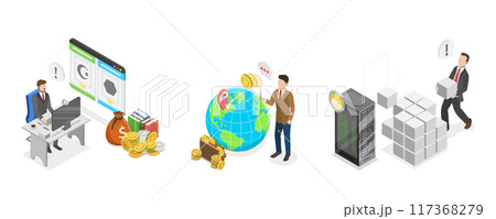 3D Isometric Flat  Illustration of Blockchain Digital Technology , NFT Marketplace 117368279