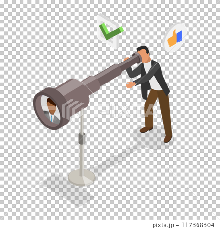 3D Isometric Flat  Illustration of Hiring , Searching for Candidates, Looking for Talents 117368304