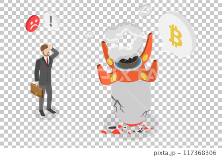 3D Isometric Flat Illustration of Bitcoin Price Collapse, Cryptocurrency Crash 3D Isometric Flat Illustration of Bitcoin Price Collapse, Cryptocurrency Crash 117368306