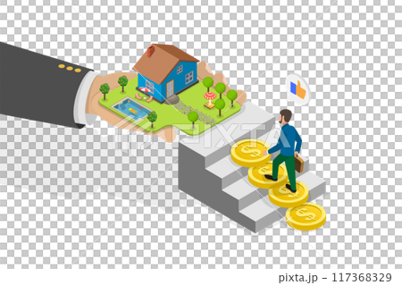 3D Isometric Flat Illustration of Investment in Real Estate, Buying a Property 3D Isometric Flat Illustration of Investment in Real Estate, Buying a Property 117368329