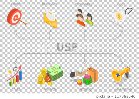 3D Isometric Flat  Illustration of USP, Unique Selling Proposition 117368340