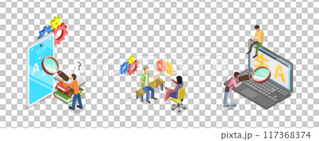 3D Isometric Flat Illustration of Online Translator, App for Language Learning 3D Isometric Flat Illustration of Online Translator, App for Language Learning 117368374