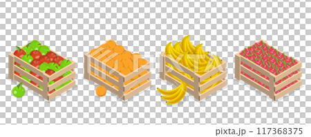 3D Isometric Flat Illustration of Wood Organic Market Pack, Garden Fruits, Farming 3D Isometric Flat Illustration of Wood Organic Market Pack, Garden Fruits, Farming 117368375