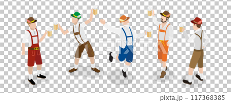 3D Isometric Flat Illustration of Bavarians, Oktoberfest Party 3D Isometric Flat Illustration of Bavarians, Oktoberfest Party 117368385