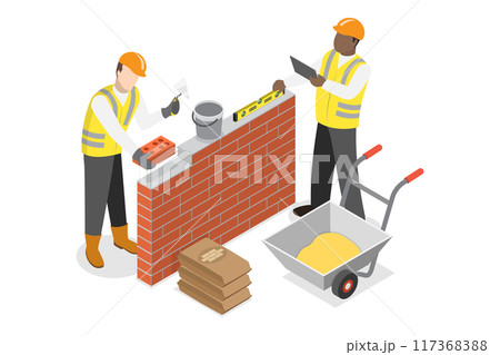 3D Isometric Flat Illustration of Constraction, Professional Engineering and Building 3D Isometric Flat Illustration of Constraction, Professional Engineering and Building 117368388
