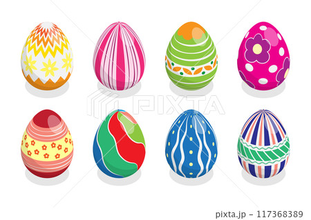 3D Isometric Flat  Illustration of Easter Eggs, Spring Holiday 117368389