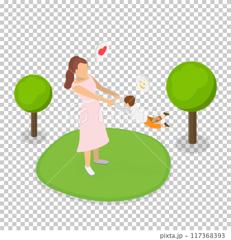 3D Isometric Flat  Illustration of Mother's Love, Motherhood 117368393