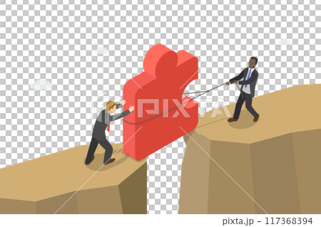 3D Isometric Flat Illustration of Problem Solution , Teamwork and Overcoming Difficulties 3D Isometric Flat Illustration of Problem Solution , Teamwork and Overcoming Difficulties 117368394