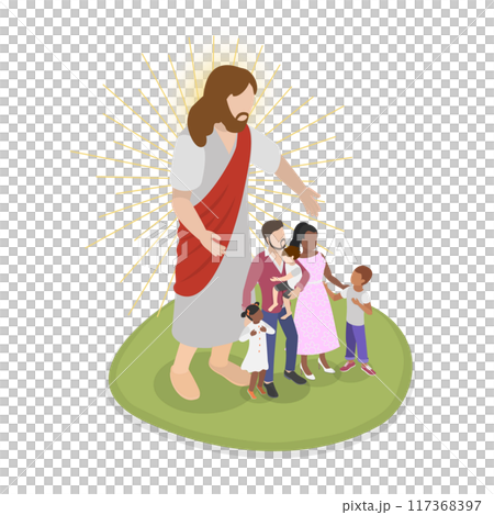 3D Isometric Flat Illustration of Jesus Shareing Love, Christianity 3D Isometric Flat Illustration of Jesus Shareing Love, Christianity 117368397