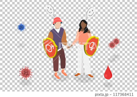 3D Isometric Flat Illustration of Sexual Transmitted Disease, Defence Against STI 3D Isometric Flat Illustration of Sexual Transmitted Disease, Defence Against STI 117368411