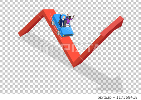 3D Isometric Flat  Illustration of Investment Volatility, Stock Market Manipulation 117368418