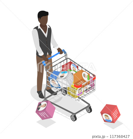 3D Isometric Flat  Illustration of Personal Data Selling, Monetization and Illicit Use of Stolen Data 117368427