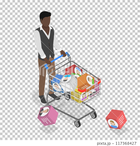 3D Isometric Flat  Illustration of Personal Data Selling, Monetization and Illicit Use of Stolen Data 117368427