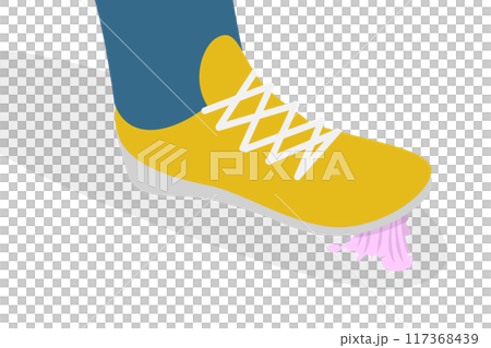 3D Isometric Flat  Illustration of Chewing Gum Stuck to a Shoe, Dirty Street 117368439