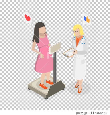 3D Isometric Flat  Illustration of Pregnancy Appointment In Clinic, Pregnancy and Maternity Healthcare 117368440