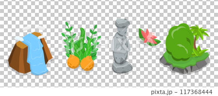 3D Isometric Flat  Set of Jeju, South Korean Island 117368444