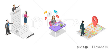 3D Isometric Flat  Illustration of Business Profile, Customer Service For Personal Assistant 117368450
