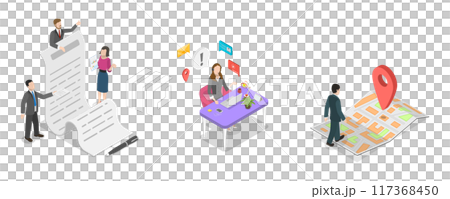 3D Isometric Flat  Illustration of Business Profile, Customer Service For Personal Assistant 117368450