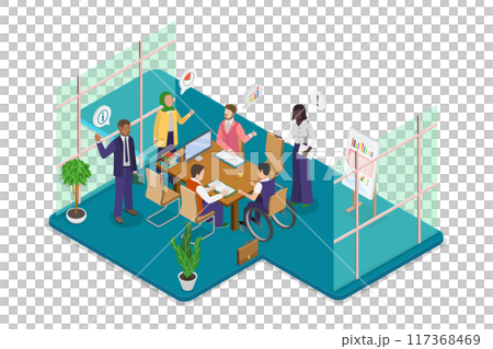 3D Isometric Flat  Illustration of Diversity And Inclusion In Workplace, Employee Protection 117368469