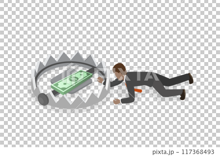 3D Isometric Flat  Illustration of Money Trap, Risky Business Deal or Offer 117368493