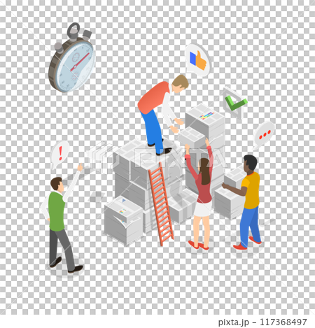 3D Isometric Flat Illustration of Paperwork Organization, Pile of Paper Documents 3D Isometric Flat Illustration of Paperwork Organization, Pile of Paper Documents 117368497