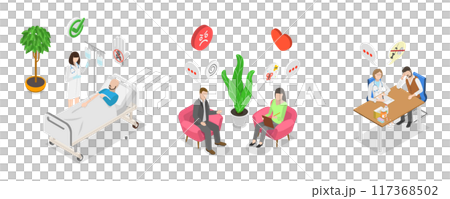 3D Isometric Flat  Illustration of Drug Or Alcohol Addiction, Life-threatening Condition 117368502