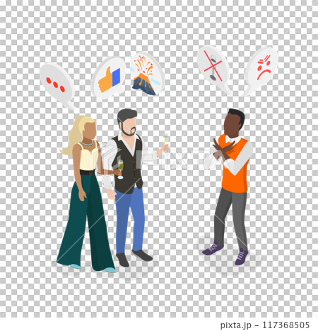 3D Isometric Flat  Illustration of Stop Drinking , A Person Refusing Alcoholic Drinks 117368505
