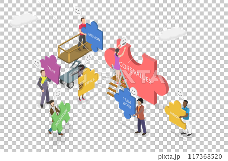 3D Isometric Flat Illustration of Core Values, Basic Social and Business Principles 3D Isometric Flat Illustration of Core Values, Basic Social and Business Principles 117368520