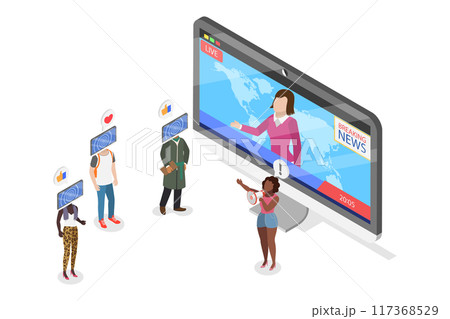 3D Isometric Flat  Illustration of Propagandist, Brainwashing and Hypnosis 117368529