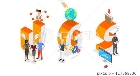 3D Isometric Flat  Illustration of UGC, User-generated Content 117368530