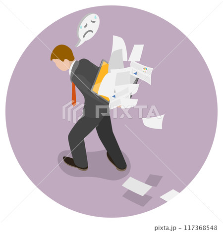 3D Isometric Flat Illustration of Overwhelmed of Online Notification, Exhausted and Frustrated Person 3D Isometric Flat Illustration of Overwhelmed of Online Notification, Exhausted and Frustrated Person 117368548