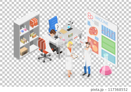 3D Isometric Flat  Illustration of Scientist, Science Research Laboratory 3D Isometric Flat  Illustration of Scientist, Science Research Laboratory 117368552