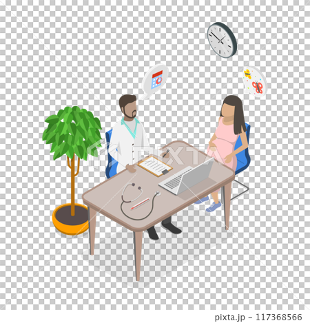 3D Isometric Flat  Illustration of Prenatal Care, Reproductive Wellness 117368566