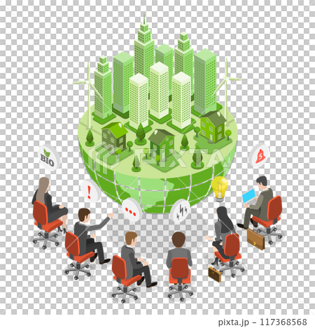 3D Isometric Flat Illustration of Business Meeting With ESG, Environment, Social and Governance 3D Isometric Flat Illustration of Business Meeting With ESG, Environment, Social and Governance 117368568