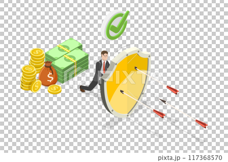 3D Isometric Flat  Illustration of Financial Security, Wealth Protection 117368570