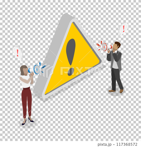 3D Isometric Flat Illustration of Warning Information, Important Announce Message 3D Isometric Flat Illustration of Warning Information, Important Announce Message 117368572